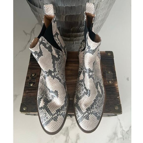 Lucky Brand Haylia Snake Print Pull-On Leather Booties - Picture 3 of 9
